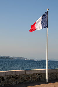 Prancis, bendera, Kai, laut, Pantai