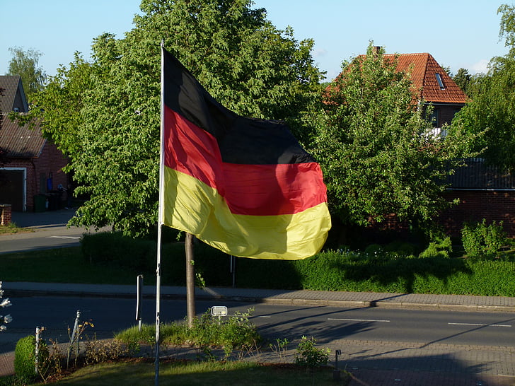 germany, flag, black red gold, german flag, flutter, german, football