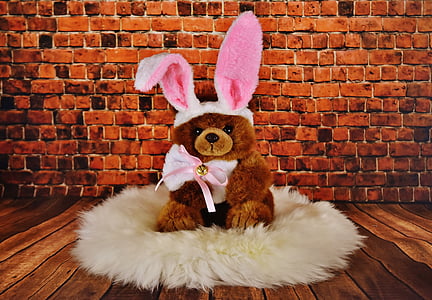 Paskalya, yumuşak oyuncak, Paskalya tavşanı, şirin, tavşan kulakları Posteki, Teddy, paneli