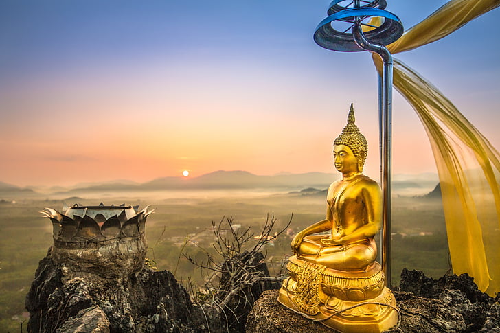 a beautiful view, พระ, sea fog, image view, religion, buddha statue, worship