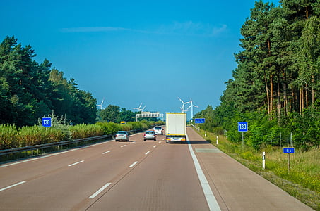 高速道路, ポーランド, トラック, 道路, 夏, 方法, 距離に