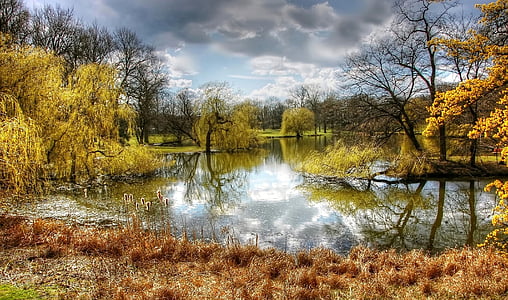 Parque, Braunschweig, natureza, Alemanha, paisagem, Lago, Baixa Saxônia