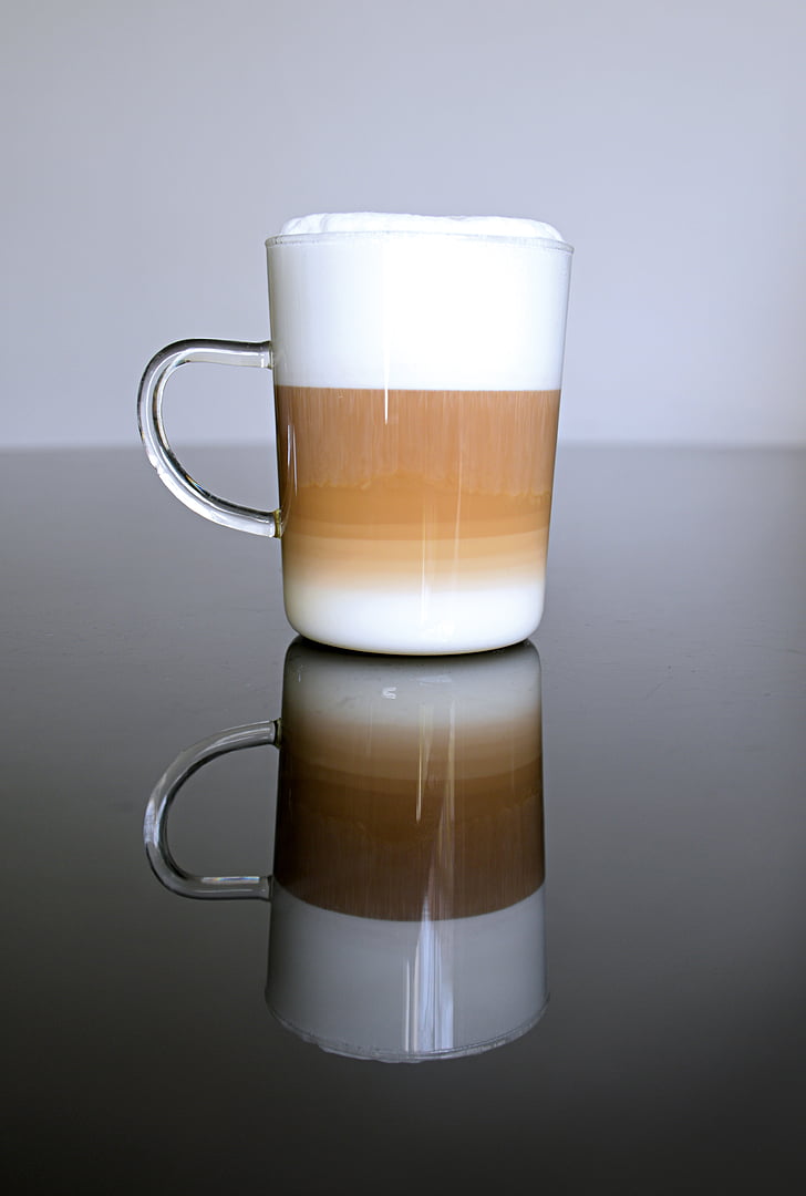 kava, staklo, mlijeko, kofein, za krajeve, piće, mlijeko Cafe