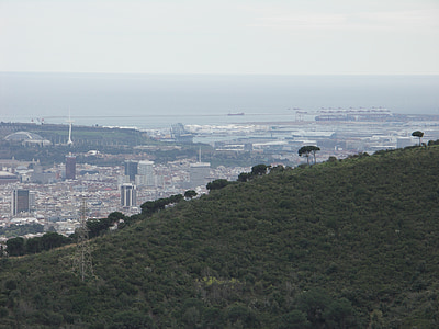 Barcelona, od, horyzont, Zobacz, landcape, lasu, Park