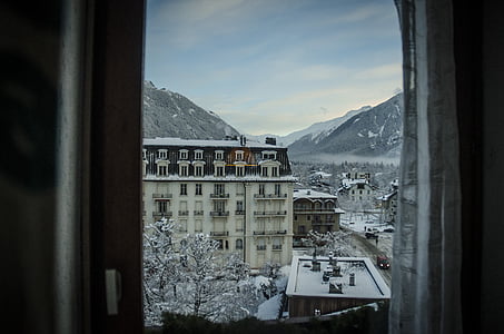 gorskih, okno, pogled, Chamonix, Francija