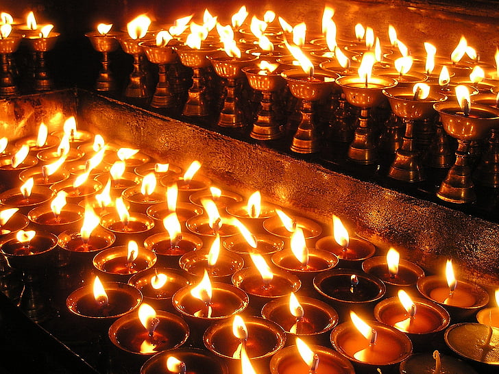 Nepal, ljus, bön ljus, heliga, be, buddhismen, ljus
