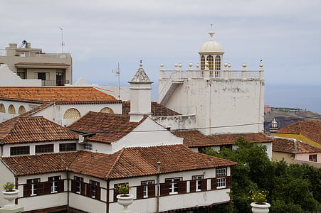 Gradski pejzaž, kuće, zgrada, La orotava, Tenerife, Bergdorf, arhitektura