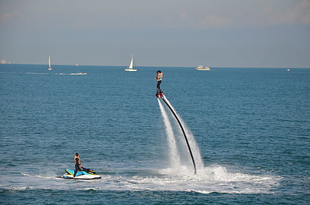 flyboard, olahraga air, air, Valencia, Mediterania, Pantai, Laut Mediterania