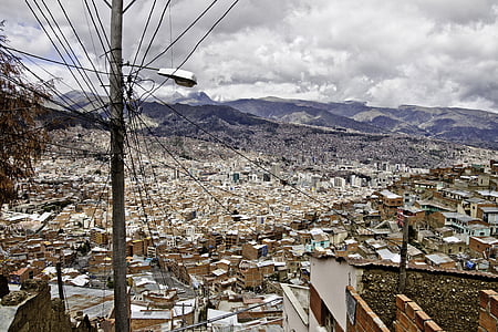 la paz, bolivia, south america, city, town, cityscape, mountain