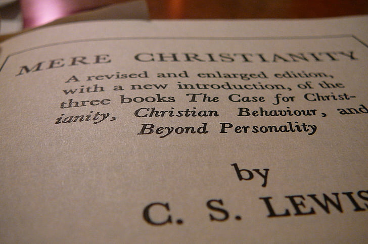 mere christianity, cs lewis, author, book, pages, print, literature
