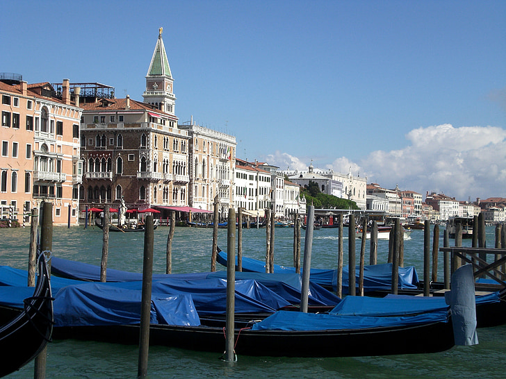Venecia, canal, góndola de agua, Italia, barcos, canal grande, góndolas