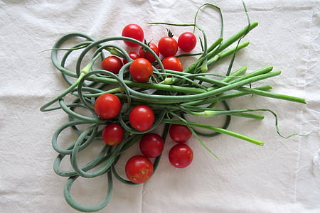 Cherry rajčice, scapes, povrće, Crveni, zelena