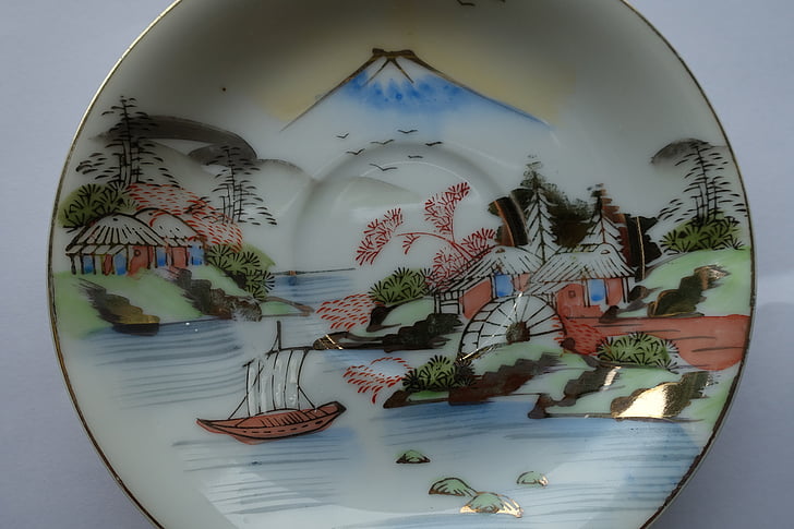 Japonsko, porcelán, Japonština, Asijské, pohár, návrh, malba