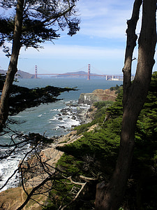 pohled, Zlatá brána, San francisco, Most - člověče strukturu, Kalifornie, Spojené státy americké, most Golden gate