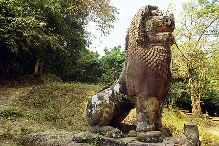 Campuchia, Angkor, pnom bakeng, Xiêm Riệp, hủy hoại, tác phẩm điêu khắc, sư tử