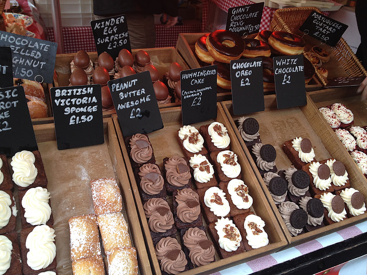 kaker, sjokolade, markedet, London, Pie, Gallivant, kafé