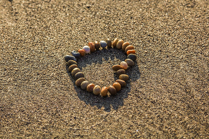 heart, rhinestones, sand, beach, ocean, heart shape, love