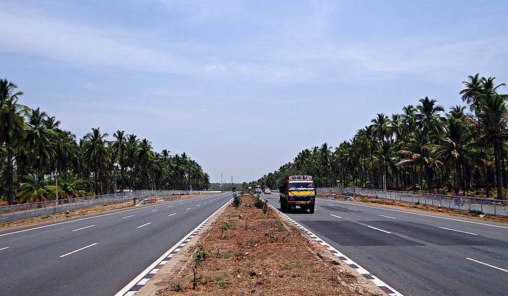 dálnice, provoz, ulice, cesta, Ah-47, Karnátaka Asie, Indie