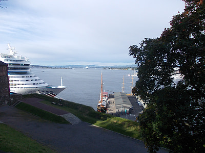 Oslo, Norge, fartyg, kryssning, hamn, sommar, AIDAblu