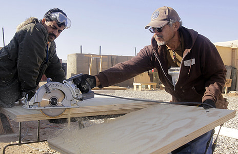 men working, construction, sawing, wood, building, marines, workers