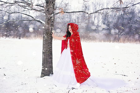 жінка, Гарненький, Щасливий, Дівчина, взимку, сніг, білий