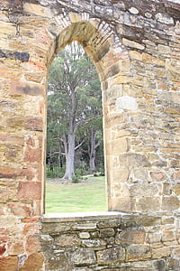 church, window, stone, history, port arthur, religion, gum tree