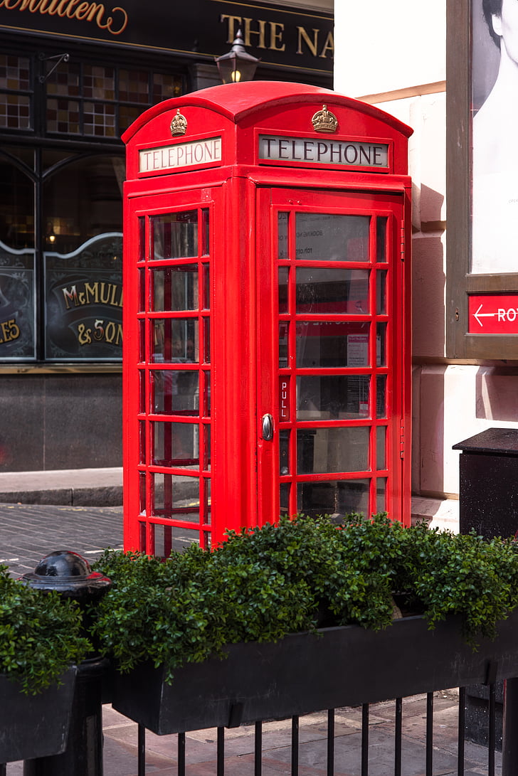 Londyn, czerwony, czerwona budka telefoniczna, telefon, Anglia