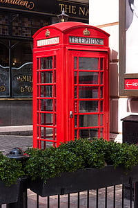 Londres, rouge, cabine téléphonique rouge, Téléphone, l’Angleterre