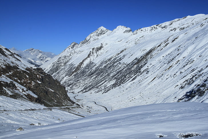 Silvretta, водосховище, взимку, високогірної альпійської дороги, сніг, Гора, Природа