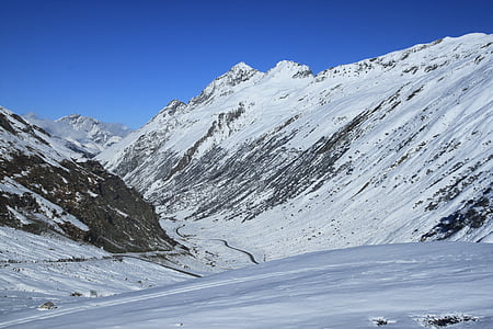 Silvretta, víztározó, téli, magas alpesi út, hó, hegyi, természet
