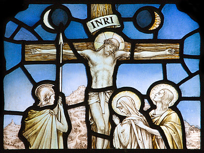 stained, glass, classical, crucifixion, church, window, classic