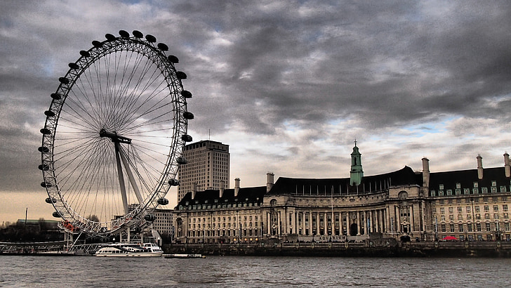 Londen, Engeland, Westminster, het reuzenrad London, reuzenrad, Millennium Wheel, beroemde markt