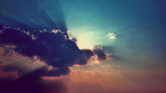 σύννεφο, σχηματισμός, που καλύπτει, Ήλιος, σύννεφα, ηλιοβασίλεμα, ηλιακό φως