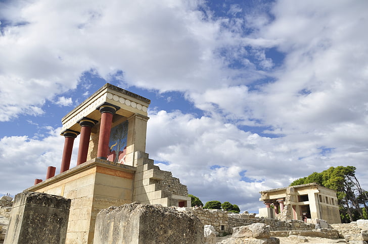 Görögország, Kréta, ég, Knossos, ROM, római, pillér