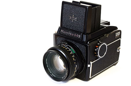 fotoaparát, analogové kamery, střední formát, starý fotoaparát, Mamiya, čočka, analogový