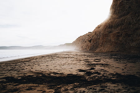 пейзаж, фотография, океан, коричневый, Гора, дневное время, пляж