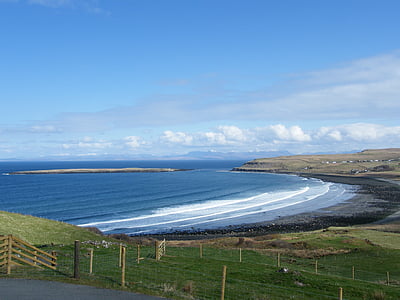 Škotska, brdsko, plaža, udaranje mora o obalu, more, Obala, priroda