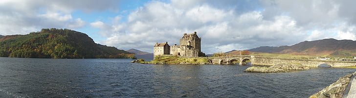 Шотландия, пейзаж, панорама, замък, eilean donan, декори, Лох