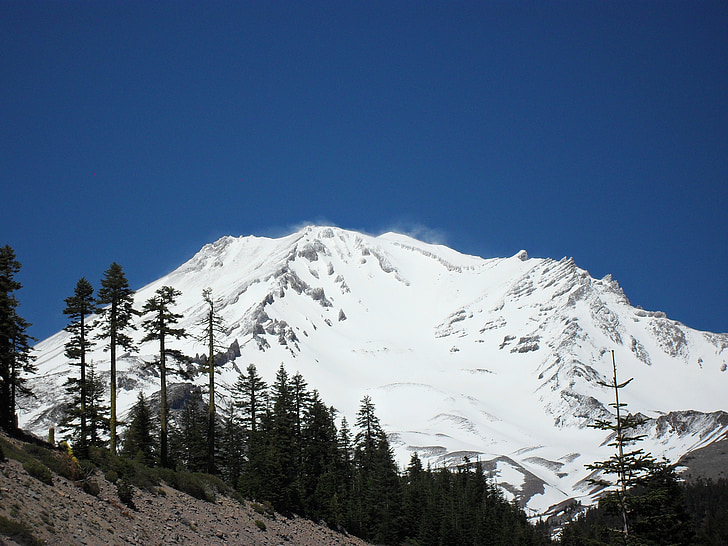 Mount shasta, Berg, Bäume, Landschaft, natürliche, Peak, Szene