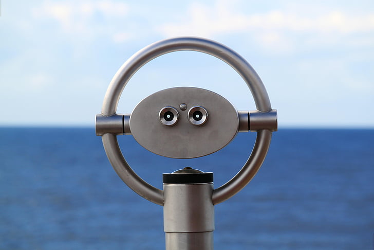 binoculars, macro, ocean, sea, sky, view, water