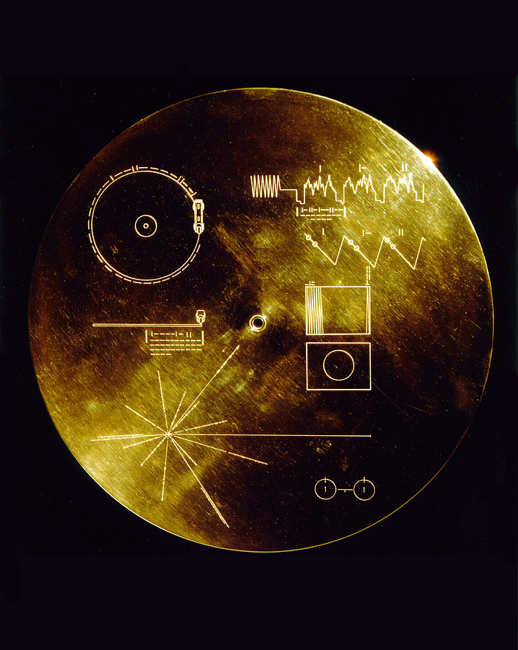 viagens espaciais, registro dourado de Voyager, folhas de dados, Voyager 1, Voyager 2, humanidade, universo