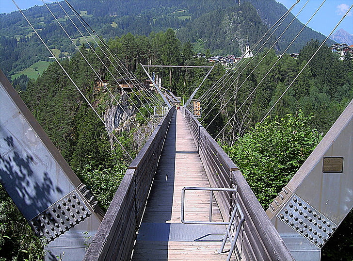 Bridge, Tyrol, rippsild, Benni raich bridge, hoone, loodus, Õues