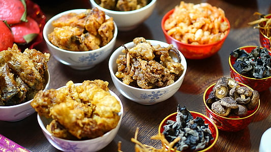 中国新的一年, 崇拜, 红色, 食品, 自定义, 顿饭, 小吃