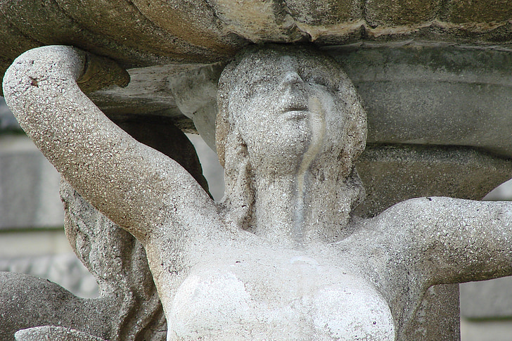 donna, Sirena, Fontana, scultura, arenaria, arte, architettura