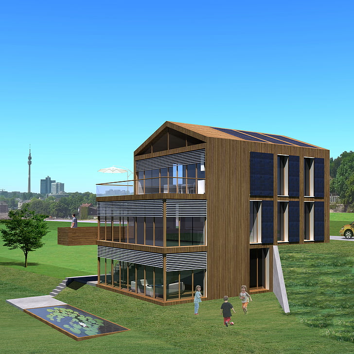 пасивни, едно семейно жилище, Вила, рендиране, Визуализация, архитектура, Визуализация на 3d