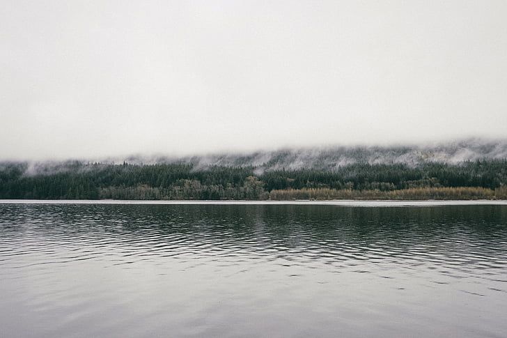 φωτογραφία, σώμα, νερό, Λίμνη, φύση, ουρανός, ομίχλη