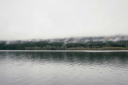 φωτογραφία, σώμα, νερό, Λίμνη, φύση, ουρανός, ομίχλη