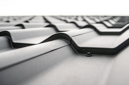 arquitetura, preto e branco, papelão ondulado, padrão, rebites, telhado, placa telhado