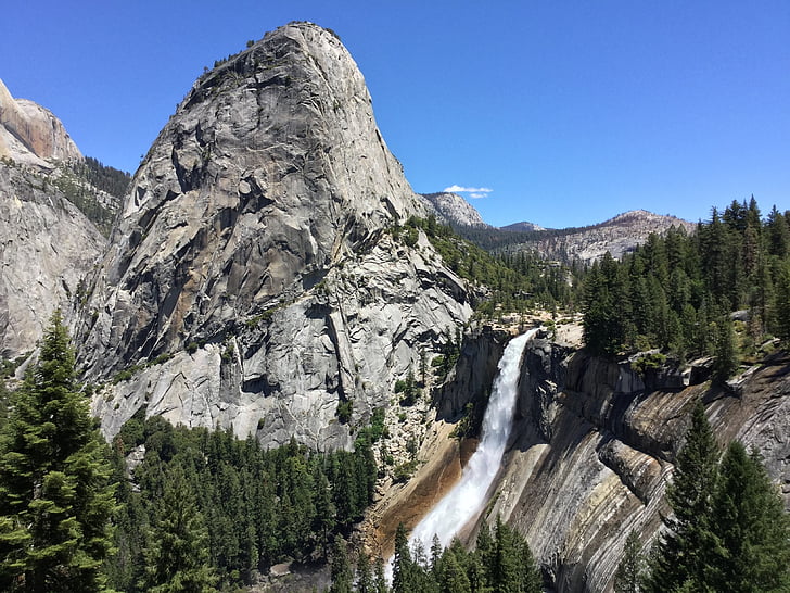 Nevada falls, Rock, wody, Wodospad, Yosemite, góry, pejzaż