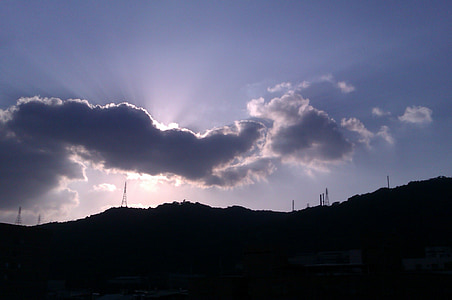 soluppgång, bortre sidan, ett efternamn, Mountain, solen, lång, elektricitet
